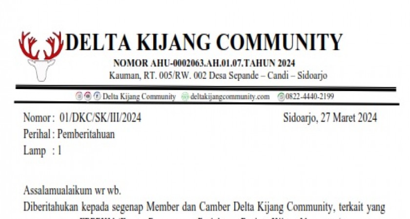 Pemberitahuan 01/DKC/SK/III/2024 