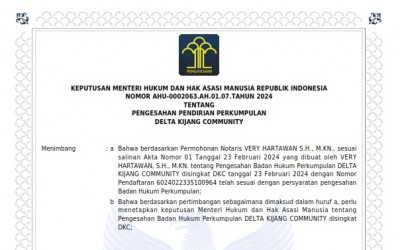 Komunitas Delta Kijang Community Kantongi Izin KemenkumHAM